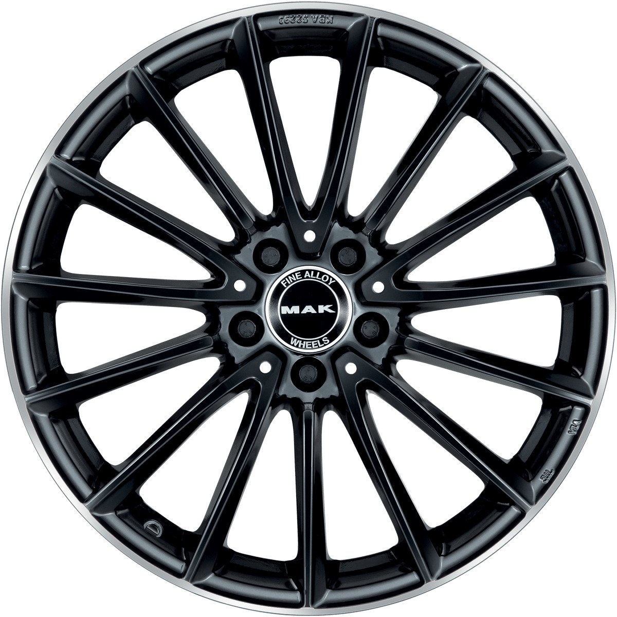 Cerchio in Lega MAK KOMET 19x8 ET48 5x112 Gloss Black Mirror Ring - immagine 2