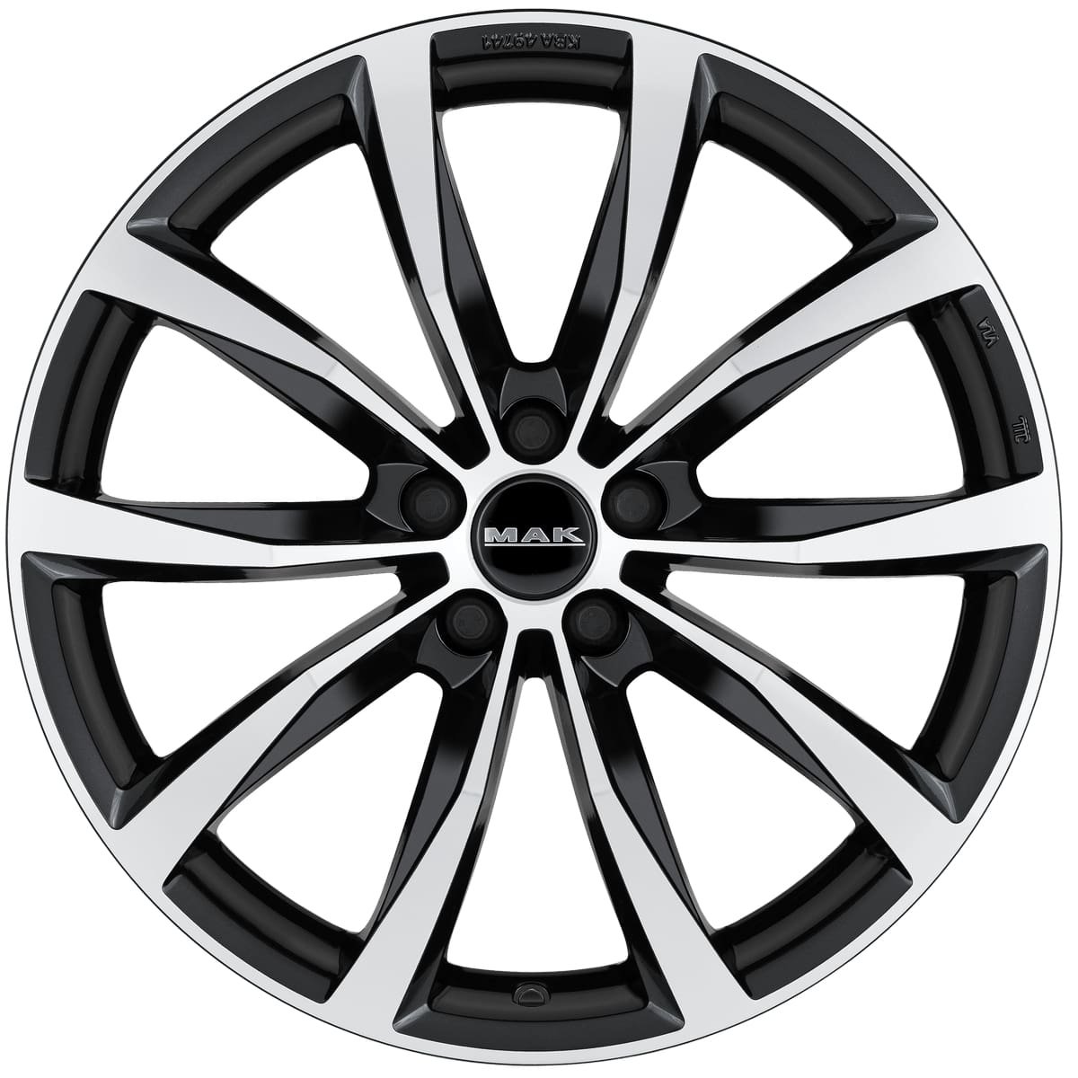 Cerchio in Lega MAK WOLF 16x6,5 ET50 5x112 Black Mirror - immagine 2