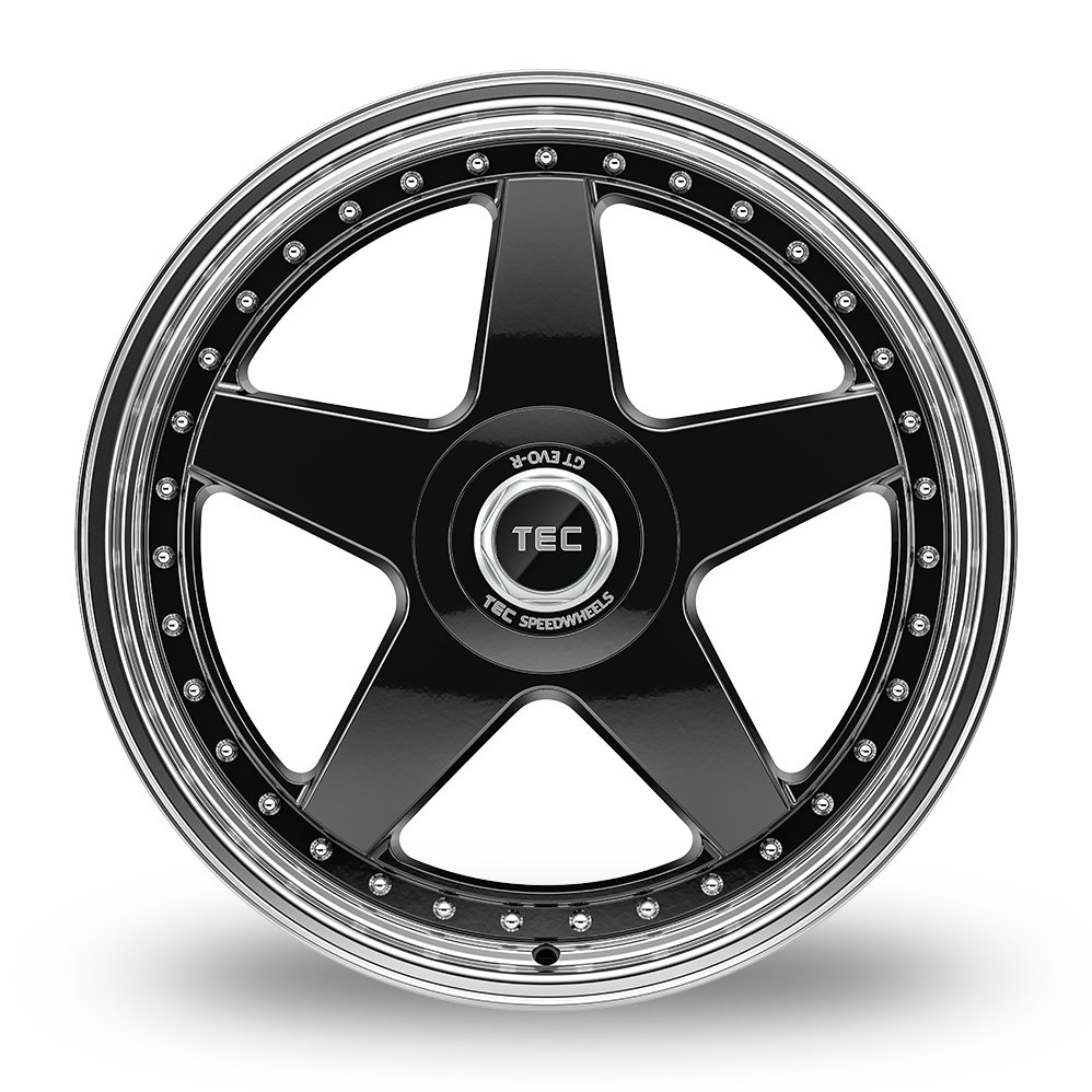 Cerchio in Lega TEC GT EVO-R 20x9 ET45 5x112 Gloss Black Lip Polished - immagine 2