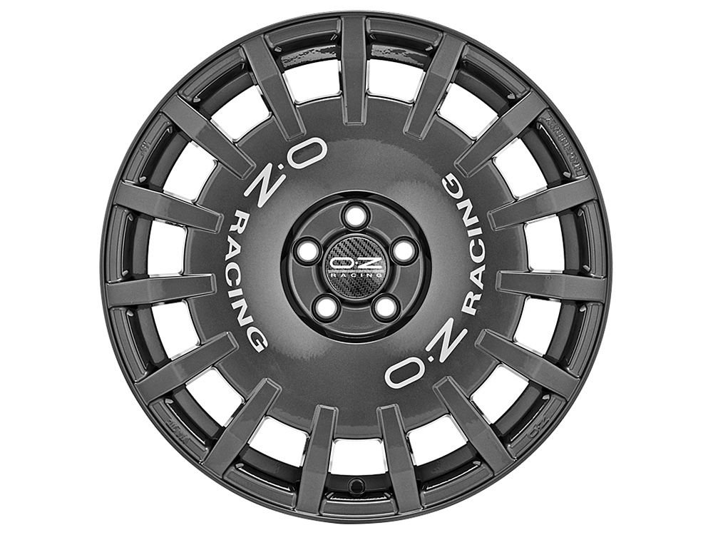 Cerchio in Lega OZ Racing Rally Racing 8x18 ET35 5x100 Dark Graphite Silver Lettering - immagine 2